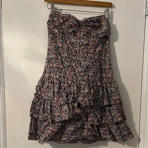 Express Brown Floral Mini Dress with Pink, Blue & Orange Accents